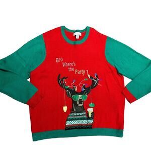 Jolly Sweaters Christmas XXL Red and Green “ Bro Where’s the Party” Long Sleeve